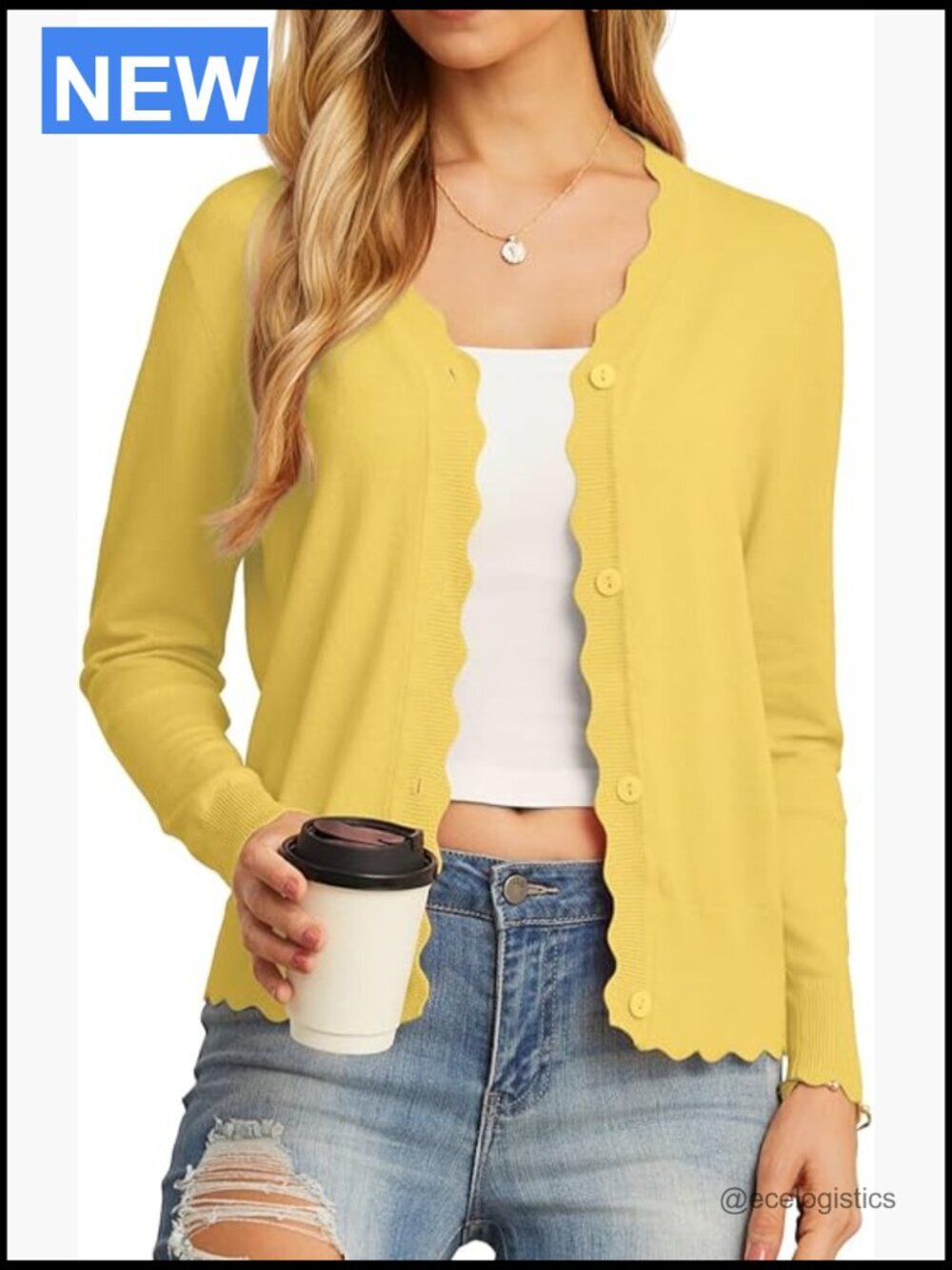 Long Sleeve V-Neck Button Down Cardigan Knit Shrugs Sweater
